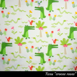 Tissu "crocos roses"