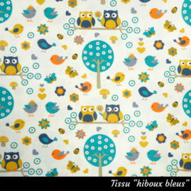 Tissu "hiboux bleus"