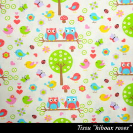 Tissu "hiboux roses"