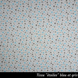 Tissu "étoiles" dans les tons bleu et gris